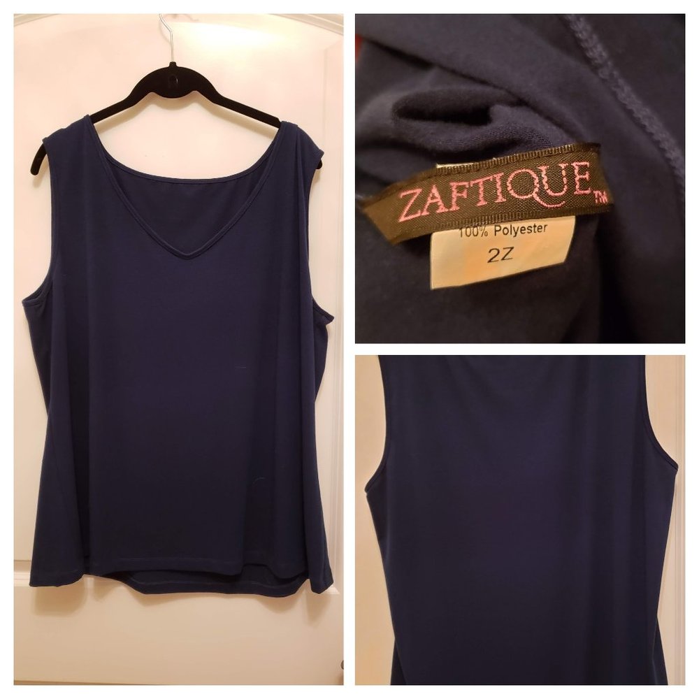 Navy blue knit tank top vee neck